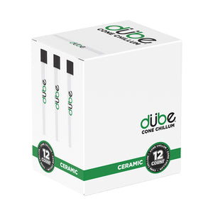 DUBE WHITE CERAMIC CONE CHILLUM WITH CAP - 12 COUNT DISPLAY