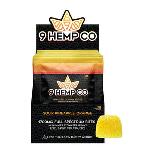 9 HEMP CO 1700MG DELTA 9 GUMMIES 10 COUNT DISPLAY - SOUR PINEAPPLE ORANGE