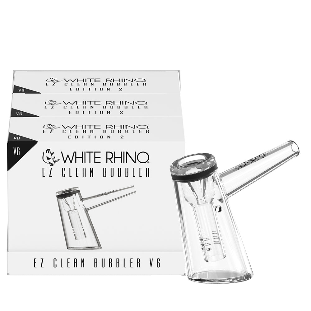 Glass Bubbler Pipe - EZ Clean Smoked V1 (3-Pack) | White Rhino
