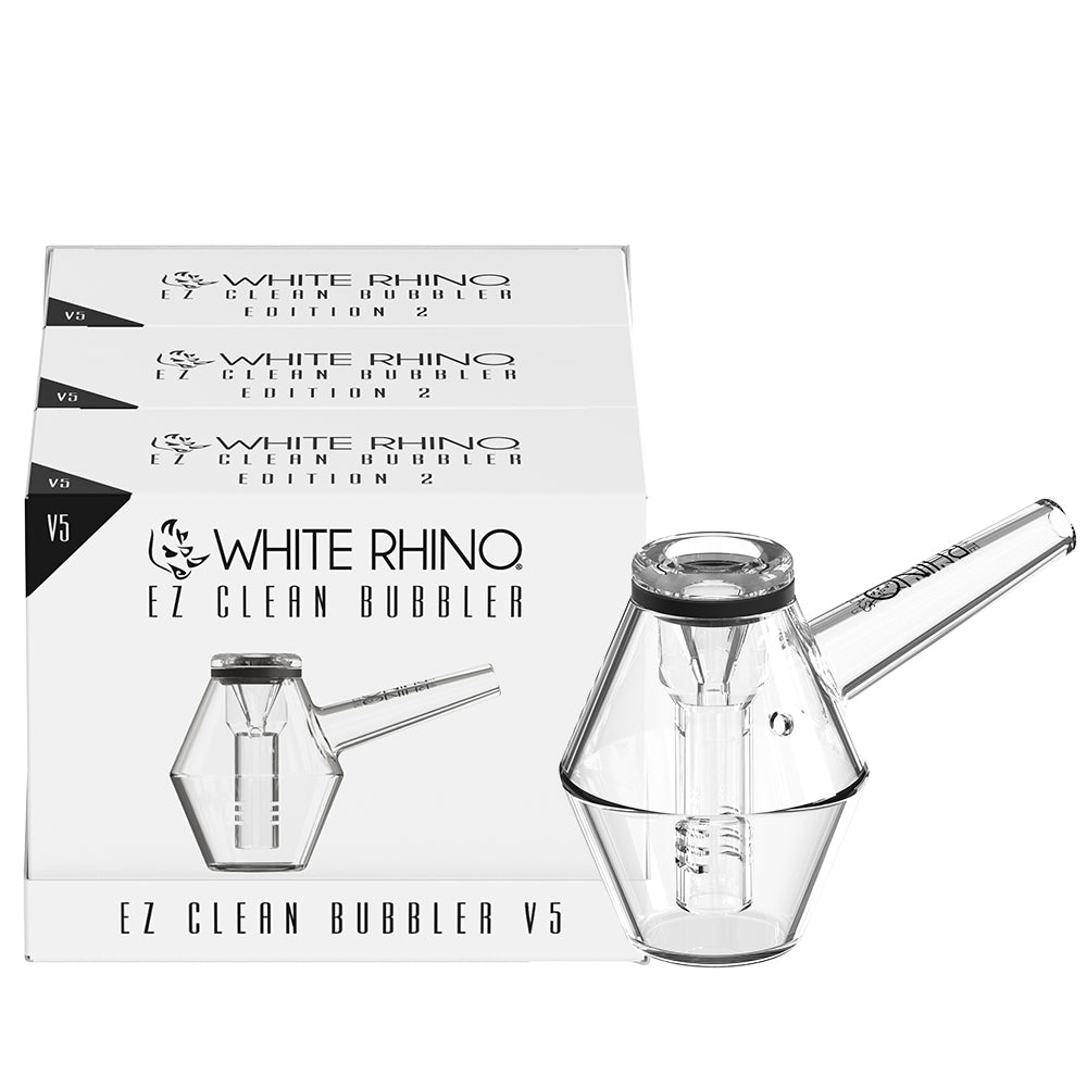 Glass Bubbler Pipe - EZ Clean Smoked V1 (3-Pack) | White Rhino