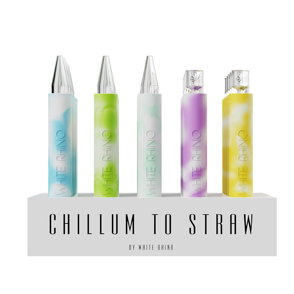 CHILLUM TO STRAW GLOW IN THE DARK - 25 COUNT DISPLAY (QUARTZ)