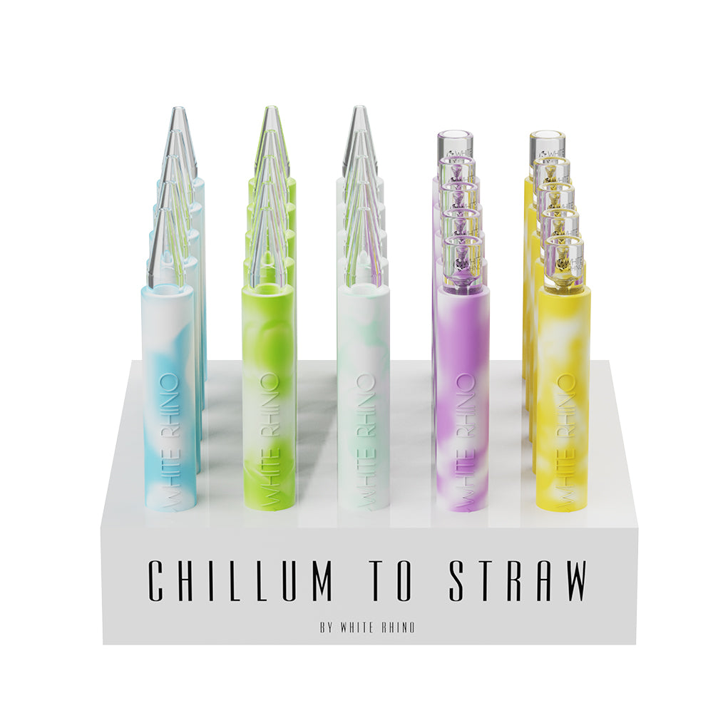CHILLUM TO STRAW GLOW IN THE DARK - 25 COUNT DISPLAY (QUARTZ)