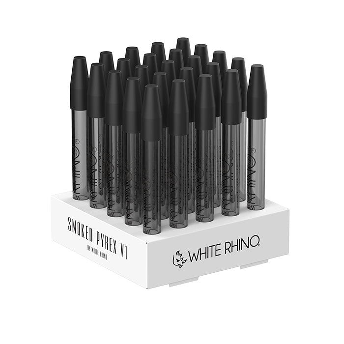 PYREX V1 DAB STRAW WITH SILICONE CAP SMOKED - 25 COUNT DISPLAY