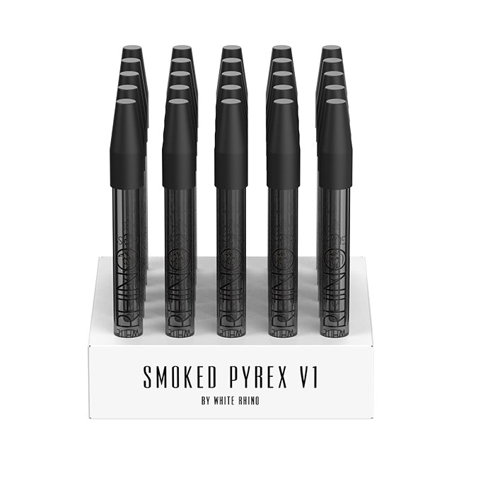 PYREX V1 DAB STRAW WITH SILICONE CAP SMOKED - 25 COUNT DISPLAY