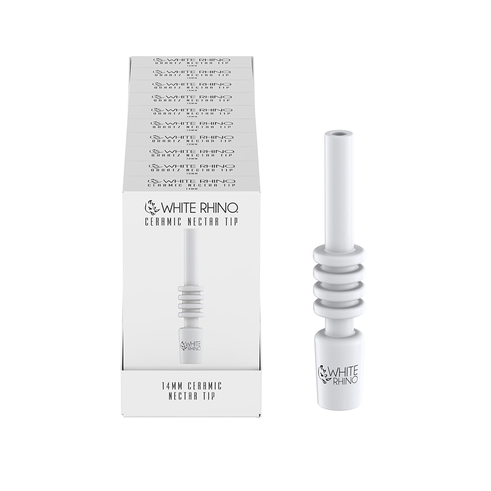 14MM CERAMIC NECTAR REPLACEMENT TIP - 10 COUNT DISPLAY – White