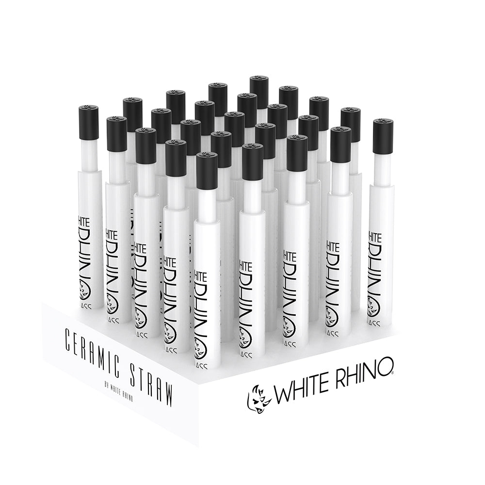 WHITE CERAMIC V2 DAB STRAW WITH SILICONE CAP - 25 COUNT DISPLAY