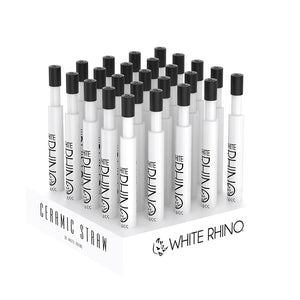 WHITE CERAMIC V2 DAB STRAW WITH SILICONE CAP - 25 COUNT DISPLAY