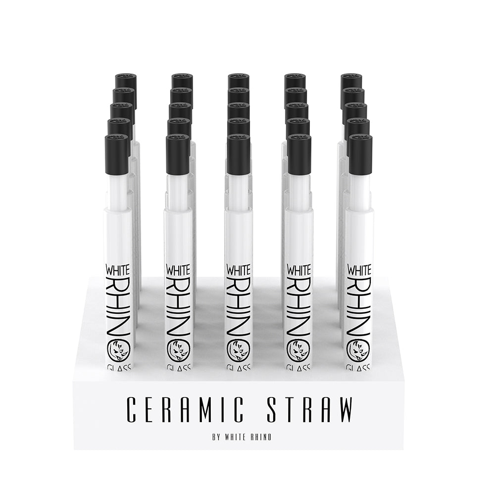 WHITE CERAMIC V2 DAB STRAW WITH SILICONE CAP - 25 COUNT DISPLAY